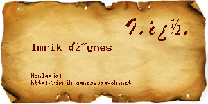 Imrik Ágnes névjegykártya